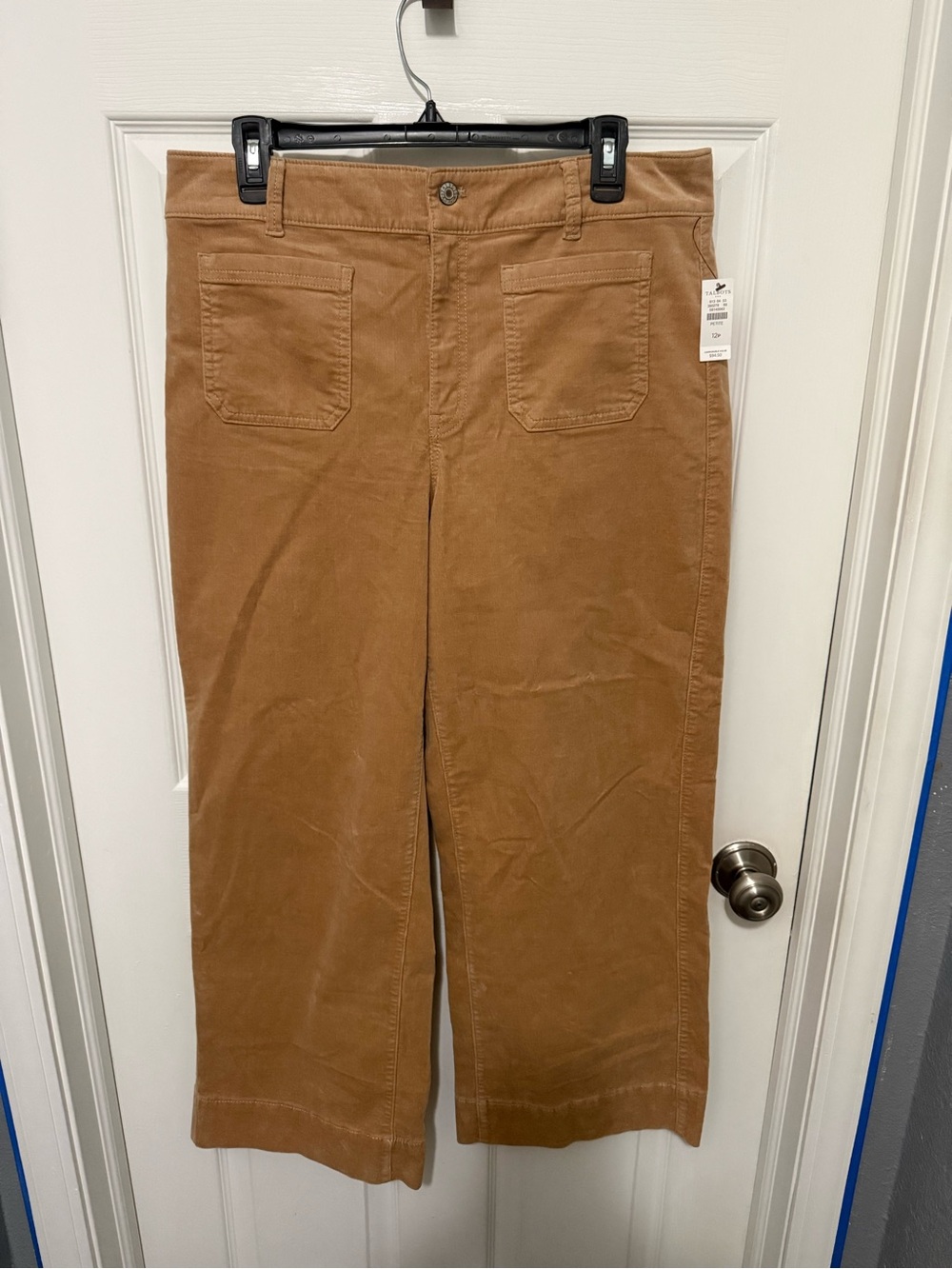 NEW Talbots Petite Wide Leg Corduroy Pants Sz 12P Tan Casual Office Work Boho